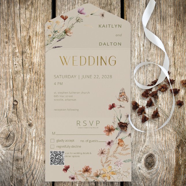 Modern Tan WildblomBouquet QR-kod (Skapare uppladdad)