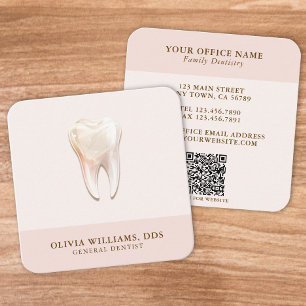 Modern Tand QR-kod Rosa Fyrkantigt Visitkort