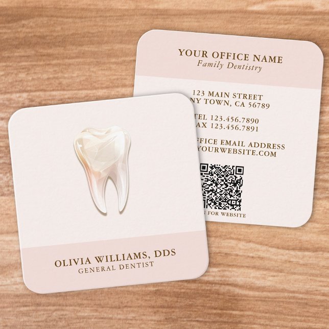 Modern Tand QR-kod Rosa Fyrkantigt Visitkort (Skapare uppladdad)