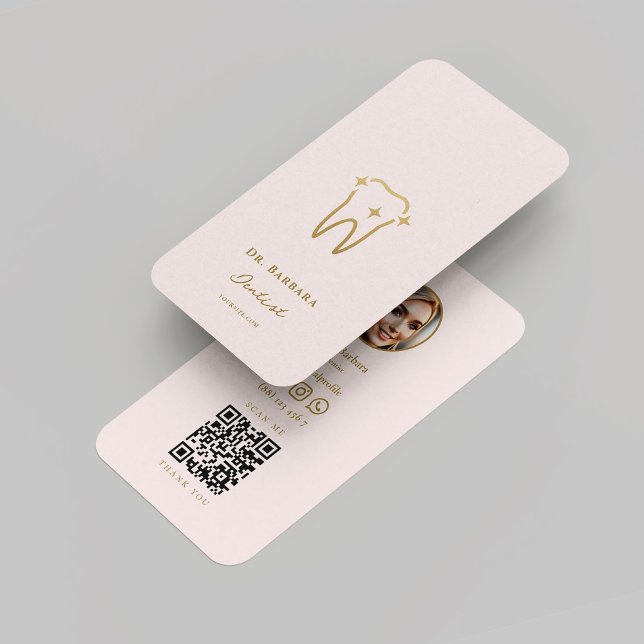 Modern tandläkare Pearl Rosa Guld Dental Orthodont Visitkort (Modern Dentist Pearl Pink Gold Dental Orthodontist Business Card
)