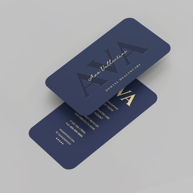 Modern tandtandläkare, ortodontist Blue Guld Visitkort (Modern Professional Dentist Orthodontist Blue Gold Business Card
)