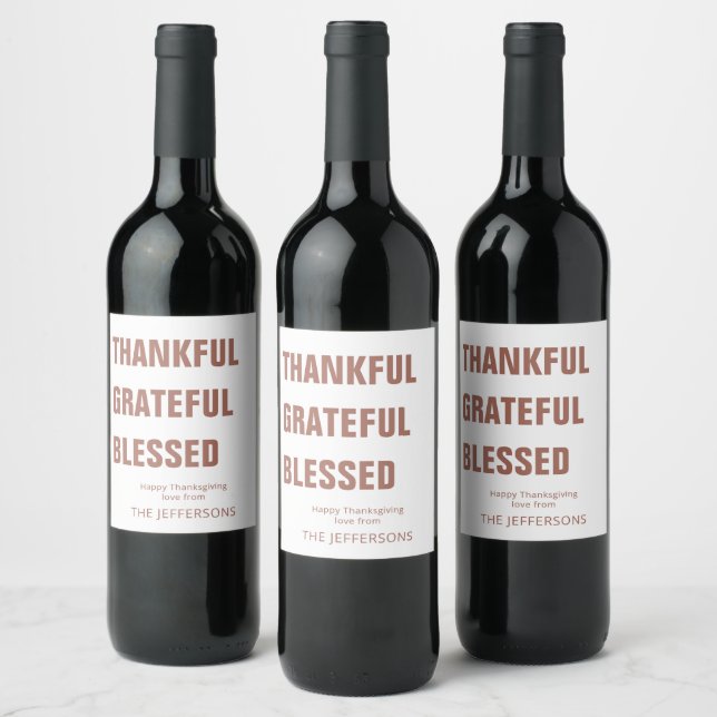 Modern tänksam | Thanksgiving Vin-etikett Vinflaska Etikett (Flaskor)