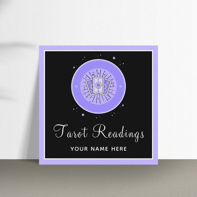 Modern Tarot Reading Fortune Teller Lila & Black Fyrkantigt Visitkort (Skapare uppladdad)