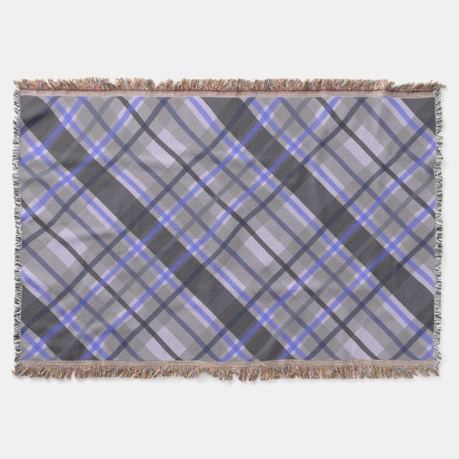 Modern Tartan Blå Kamel Svart Mönster Filt (Framsidan)