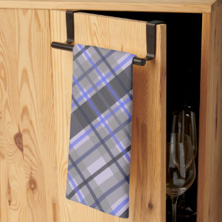 Modern Tartan Blå Kamel Svart Mönster Kökshandduk