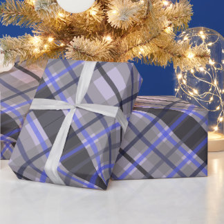 Modern Tartan Blå Kamel Svart Mönster Presentpapper