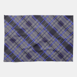 Modern Tartan Blue Grått Black Mönster Kökshandduk