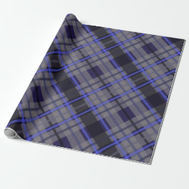 Modern Tartan Blue Grått Black Mönster Presentpapper