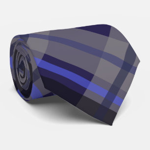 Modern Tartan Blue Grått Black Mönster Slips