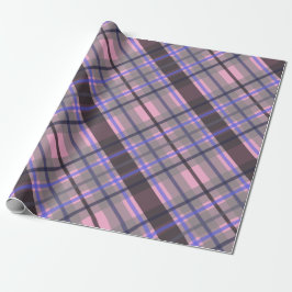 Modern Tartan Blue Rosa Black Mönster Presentpapper