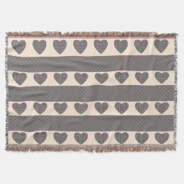 Modern Tartan Cute Hearts Rosa Filt