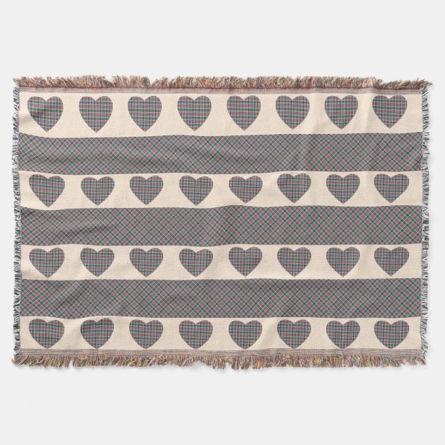 Modern Tartan Cute Hearts  Rosa Filt (Framsidan)