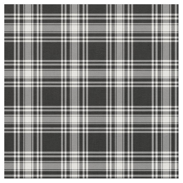 Modern Tartan från Menzies Black och White Tyg (Närbild)