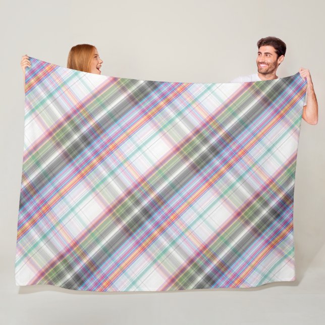 Modern Tartan Grönt Gult Tan Play Mönster. Fleecefilt (På plats)