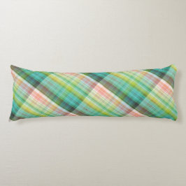 Modern Tartan Grönt Tan Play Mönster. Kroppskudde