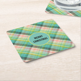 Modern Tartan Grönt Tan Play Underlägg Papper Kvadrat