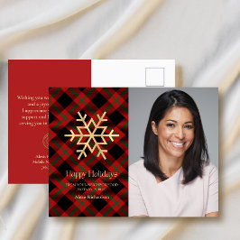 Modern Tartan Guld Snowflake Notary Glad helg