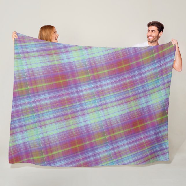 Modern Tartan Lila Tan Play Mönster. Fle Fleecefilt (På plats)