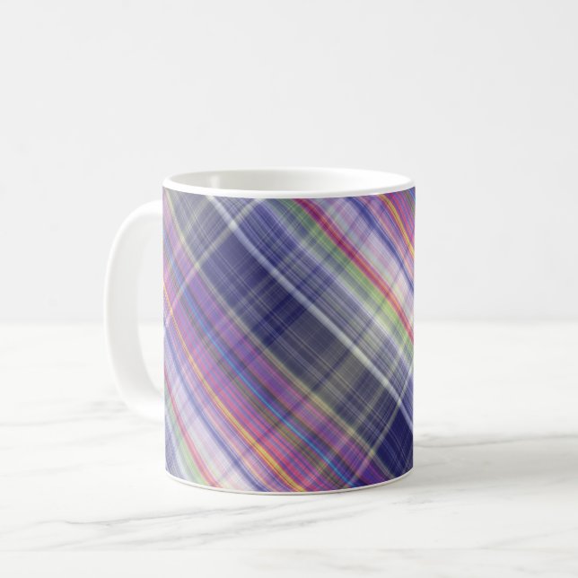 Modern Tartan Lila Tan Play Mönster. Kaffemugg (Framsida vänster)