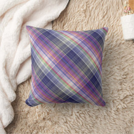 Modern Tartan Lila Tan Play Mönster. Kudde