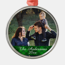 Modern Tartan Play Anpassningsbar Family Photo Sil Julgransprydnad Metall