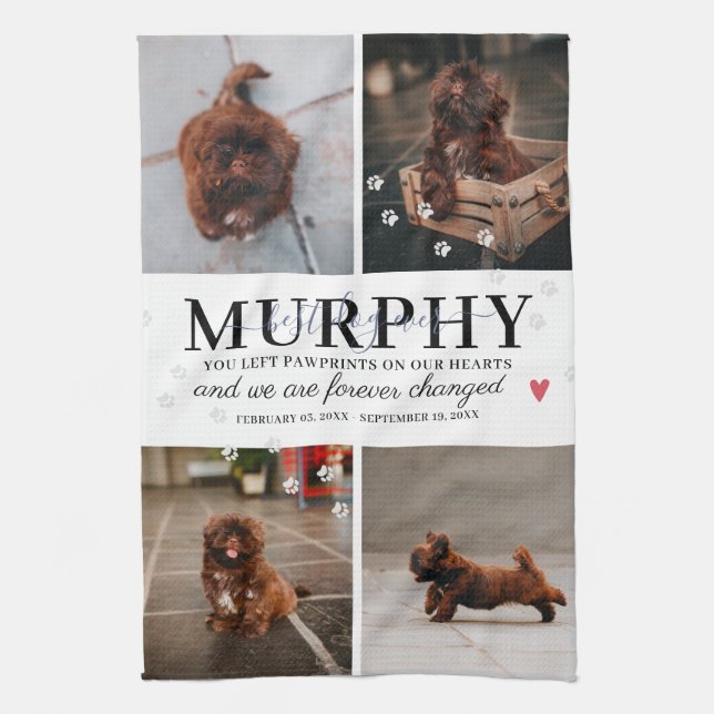 Modern Tass avtryck Personlig Pet Memorial Photo Kökshandduk (Vertikal)