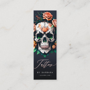 Modern Tatto Artist Skull och Ro Black White Mini Visitkort