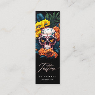 Modern Tatto Artist Skull Solros Orange Ro Mini Visitkort