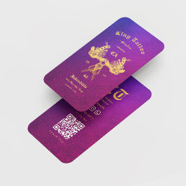 Modern Tattoartist Retro Blue Lila Guld Visitkort