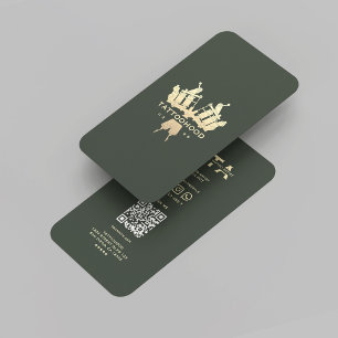 Modern Tattokonstnär Mörk grönt Guld Monogram Visitkort