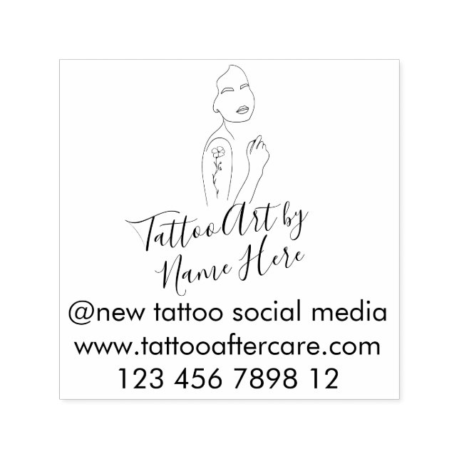 Modern Tattoo ART script typography sign Självfärgande Stämpel (Design)