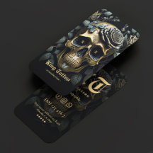 Modern Tattoo Artist Blommigt Skull Guld Gothic