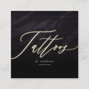Modern Tattoo Artist Guld Script Monogram Fyrkantigt Visitkort