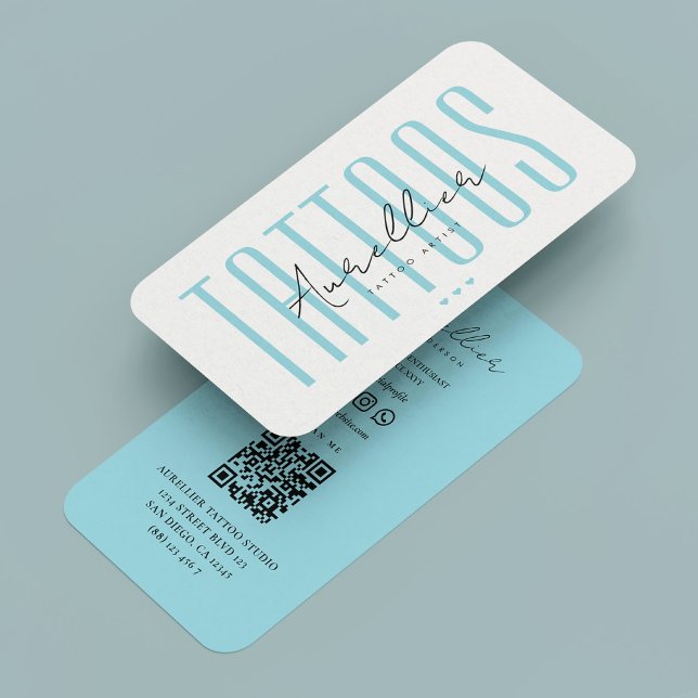 Modern Tattoo Artist Pastel Blue Tattooist Visitkort (Modern Tattoo Artist Pastel Blue Tattooist Business Card
)
