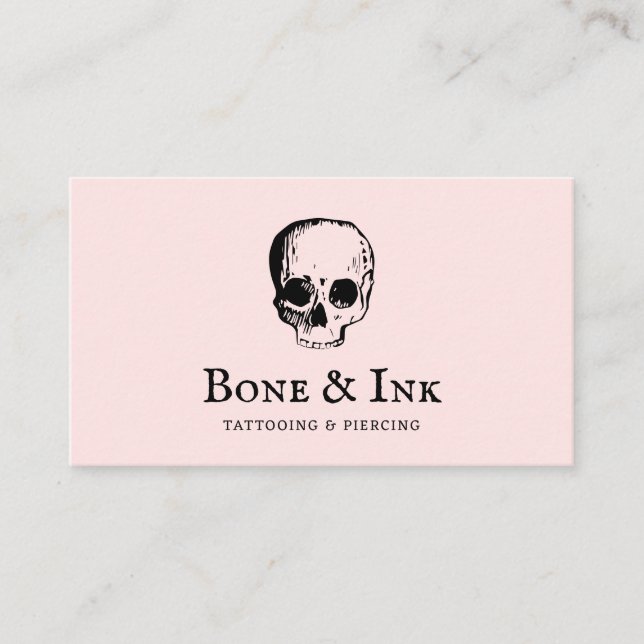 Modern Tattoo Artist Skull QR-kod Visitkort (Framsida)