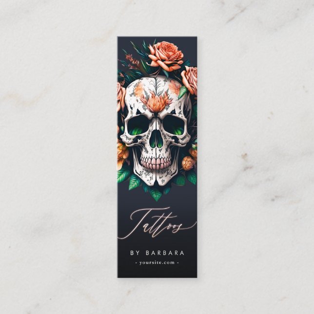 Modern Tattoo Artist Skull Ro Black Mini Visitkort (Framsida)