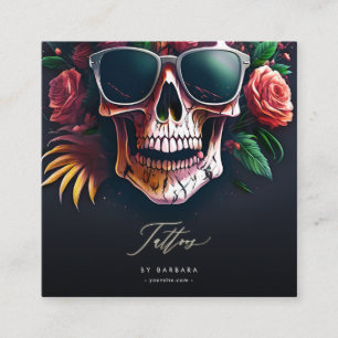 Modern Tattoo Artist Skull Ro Sunglass Fyrkantigt Visitkort