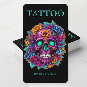 Modern Tattoo Artist Sociala Media Tatueringar Mör Visitkort