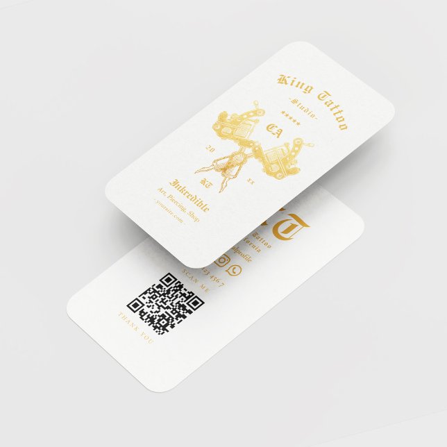 Modern Tattoo Artist Tattoo Studio White Guld Visitkort (Skapare uppladdad)