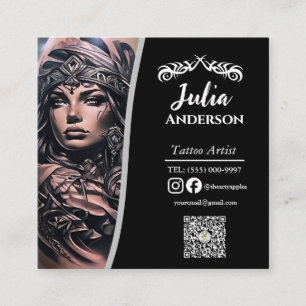 Modern tattooartist Eftervård för verksamheten Fyrkantigt Visitkort