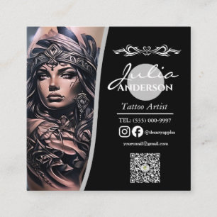 Modern tatuerare Affärs eftervård Fyrkantigt Visitkort