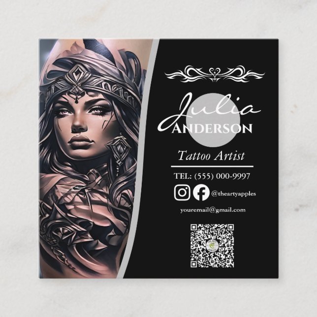 Modern tatuerare Affärs eftervård Fyrkantigt Visitkort (Framsida)