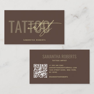 Modern tatuerare tatuerare QR-kod brun Visitkort