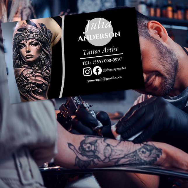 Modern tatueringsartist Business Magnetiska Visitkort (Skapare uppladdad)