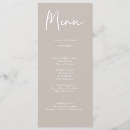Modern Taupe Beige Calligraphy Bröllop Dinner Menu Meny