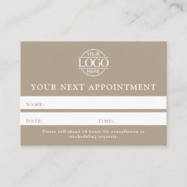 Modern Taupe Beige Professional Simple Reminder Tidsbeställning Kort