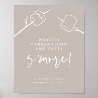 Modern Taupe Calligraphy Marshmallow S'mores Pub