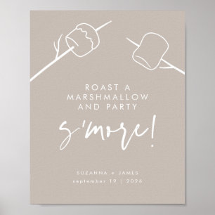Modern Taupe Calligraphy Marshmallow S'mores Pub Poster