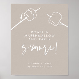 Modern Taupe Calligraphy Marshmallow S'mores Pub Poster
