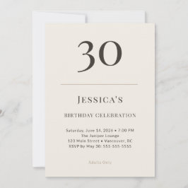 Modern Taupe & Cream 30-årsfirande Inbjudningar